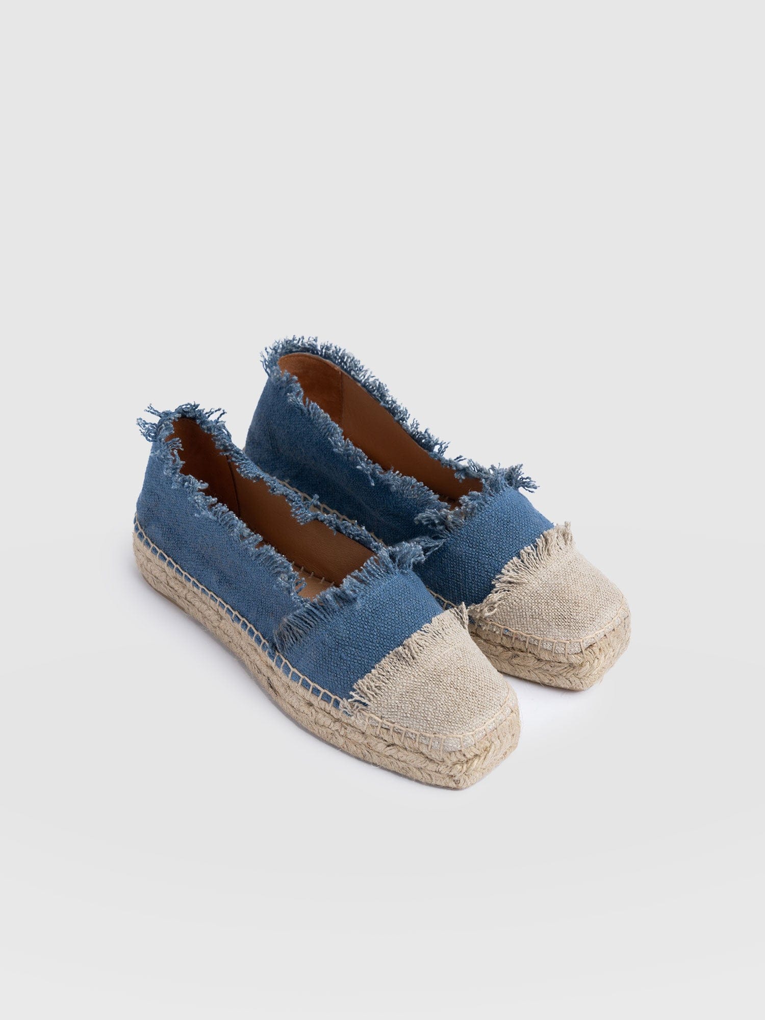 Ivy Frayed Espadrille Pumps Blue